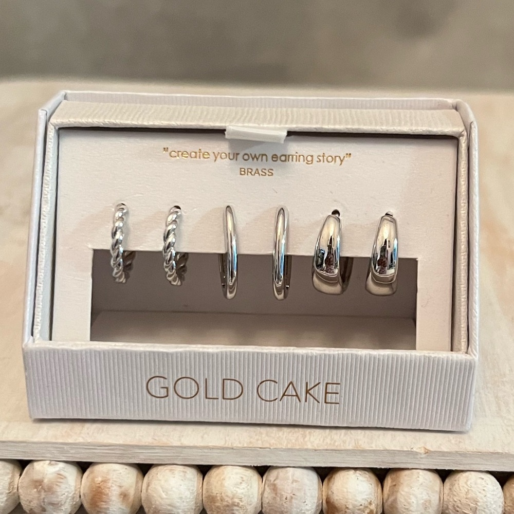 ⚡️Gold Cake 3 Hoop Earring Set - Silver